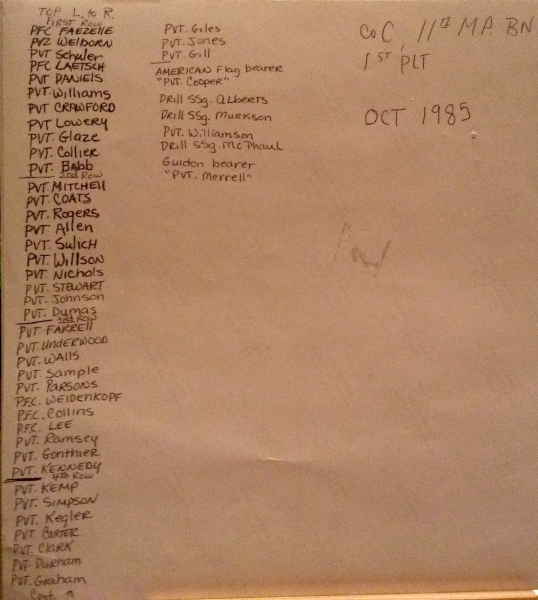 1985,Fort McClellan,C-11,1st Platoon,back