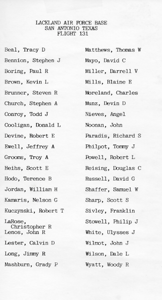 1983,Lackland AFB,Squadron 3701,Flight 131_Back