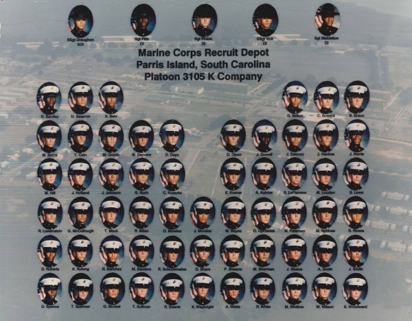 1990,MCRD Parris Island,Platoon 3105,portraits