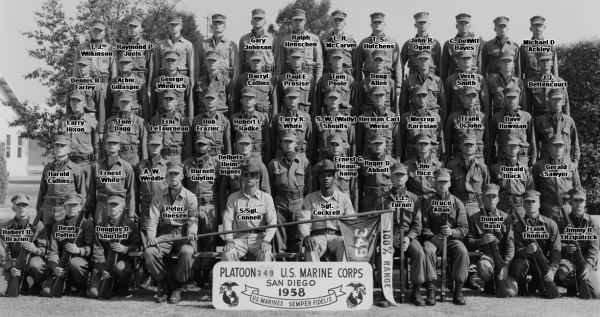 1958,MCRD San Diego,Platoon 349,with names
