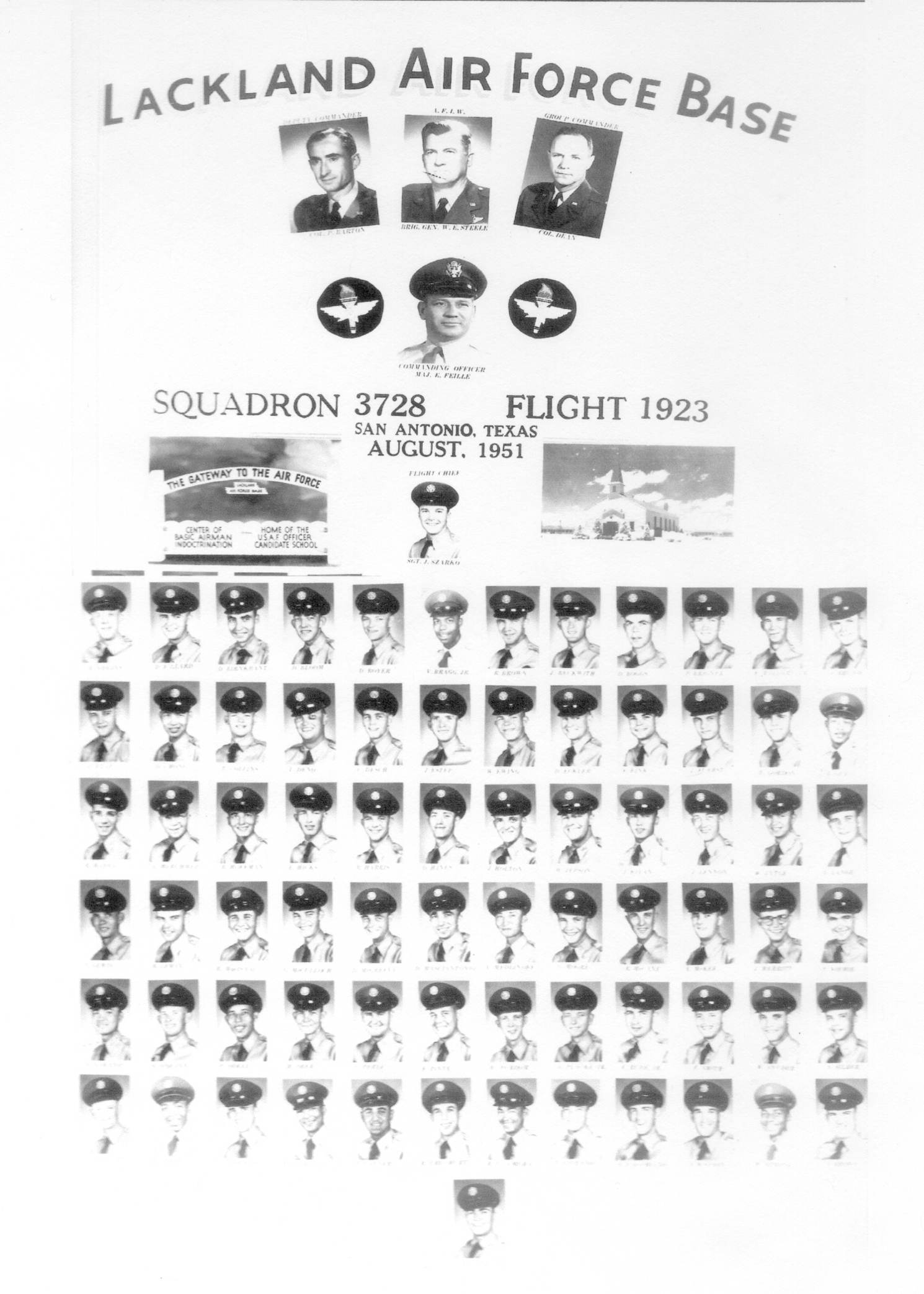 195059 Lackland AFB, TX 1951,Lackland AFB,Squadron 3728,Flight 1923 The Military Yearbook