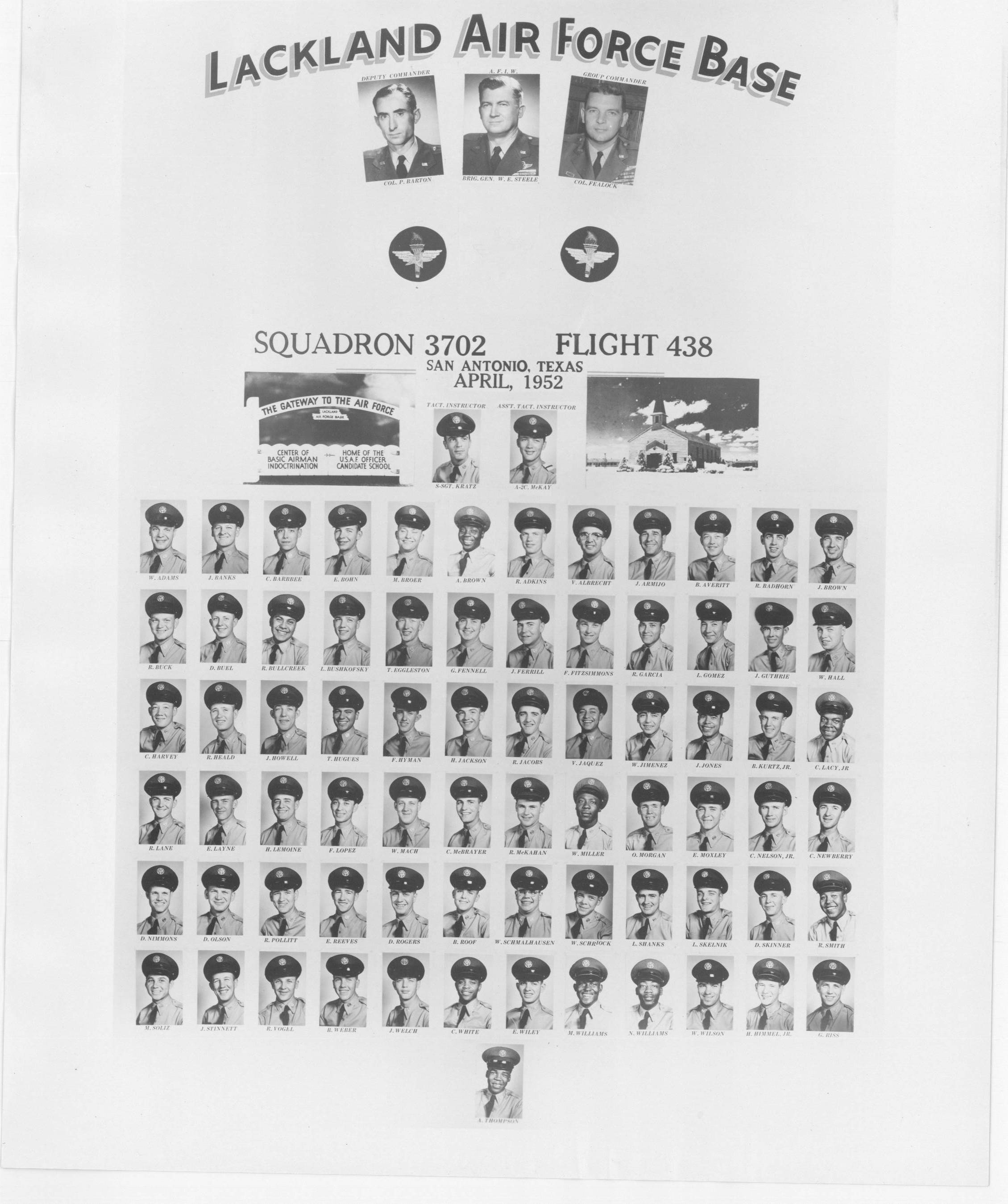 195059 Lackland AFB, TX 1952,Lackland AFB,Squadron 3702,Flight 438