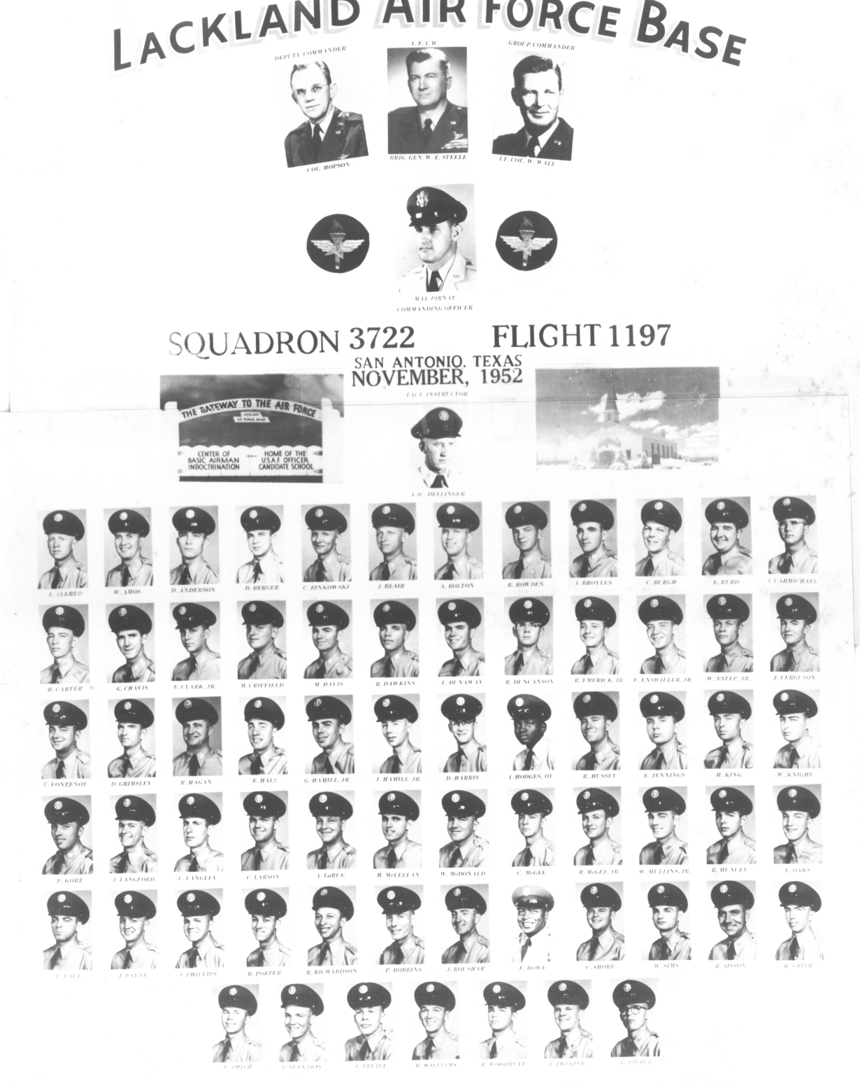195059 Lackland AFB, TX 1952,Lackland AFB,Squadron 3722,Flight 1197 The Military Yearbook