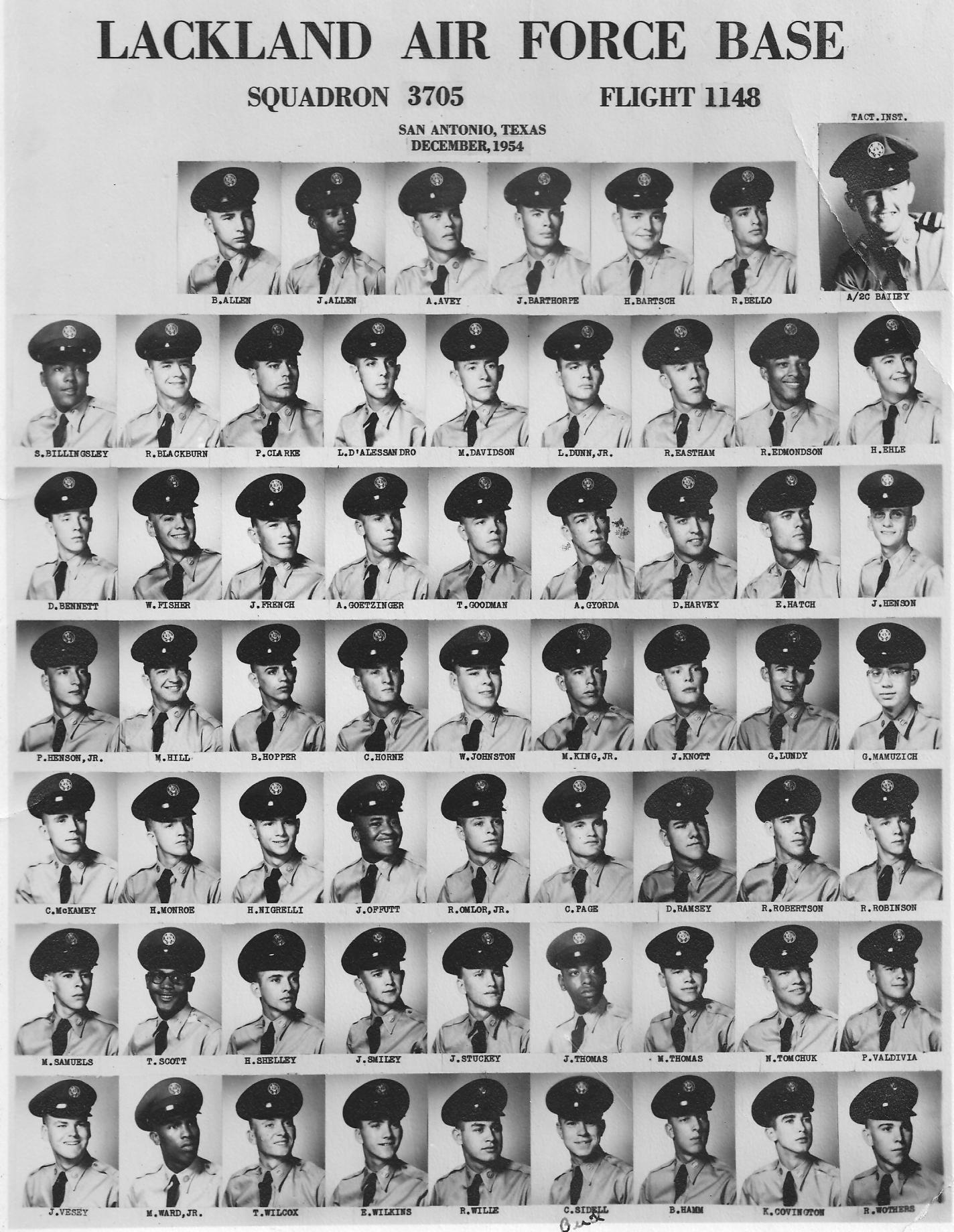 195059 Lackland AFB, TX 1954,Lackland AFB,Squadron 3705,Flight 1148