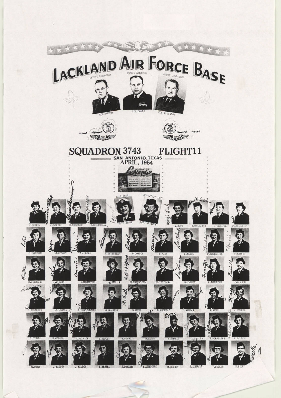195059 Lackland AFB, TX 1954,Lackland AFB,Squadron 3743,Flight 11 The Military Yearbook Project
