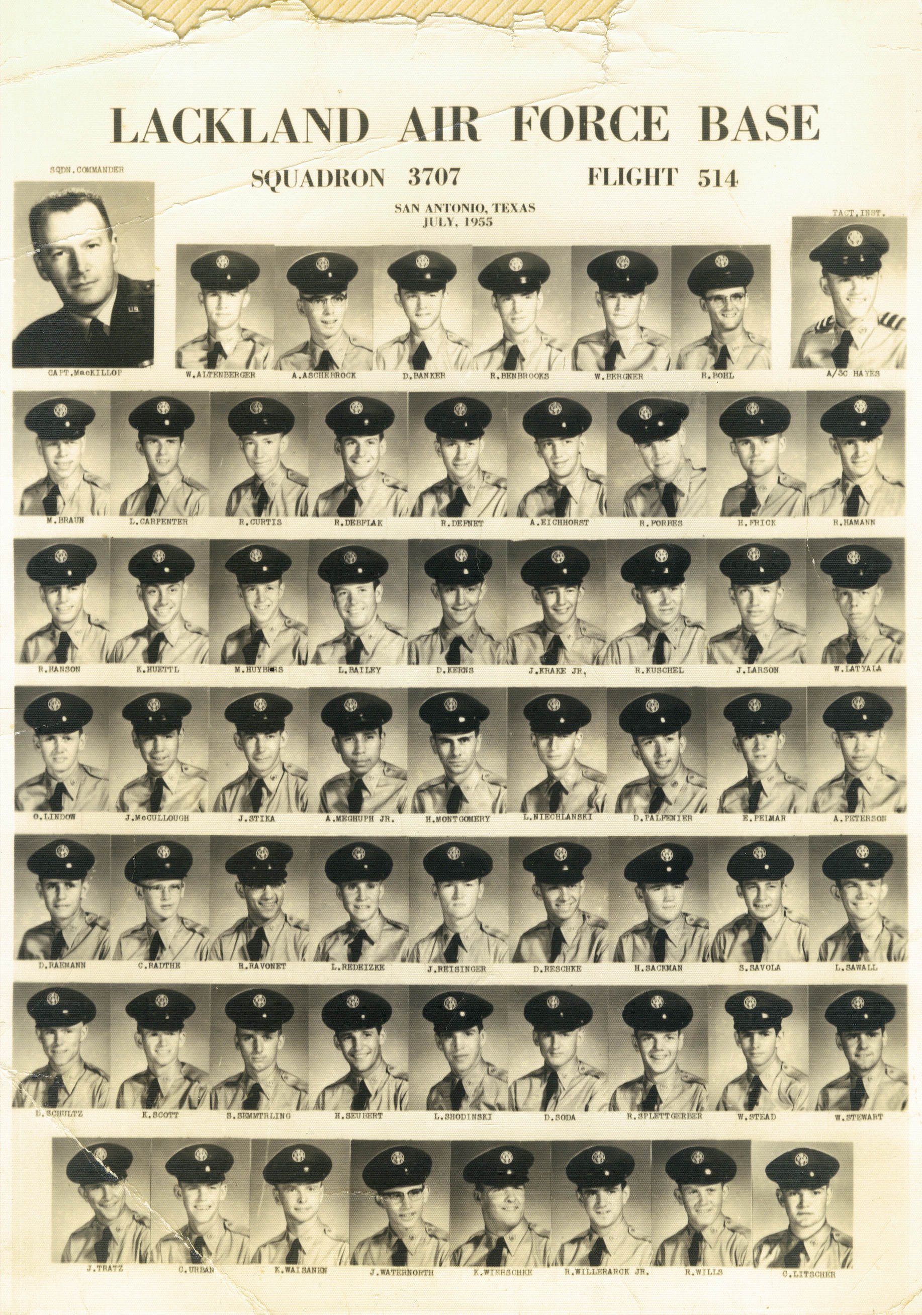 195059 Lackland AFB, TX 1955,Lackland AFB,Squadron 3704,Flight 514