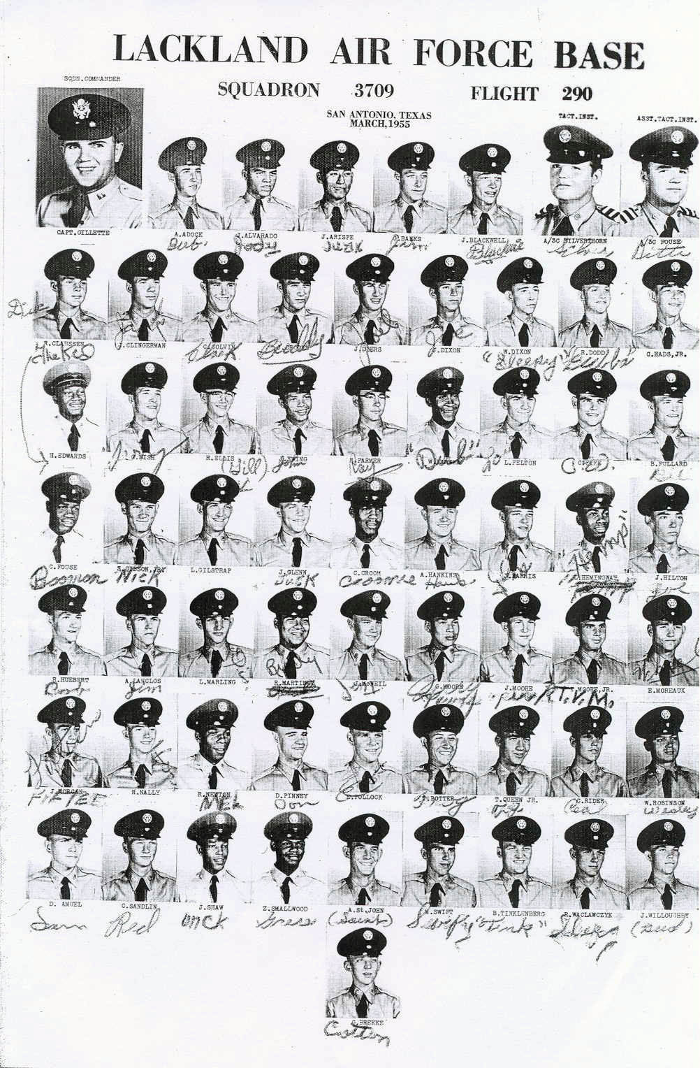 195059 Lackland AFB, TX 1955,Lackland AFB,Squadron 3709,Flight 290