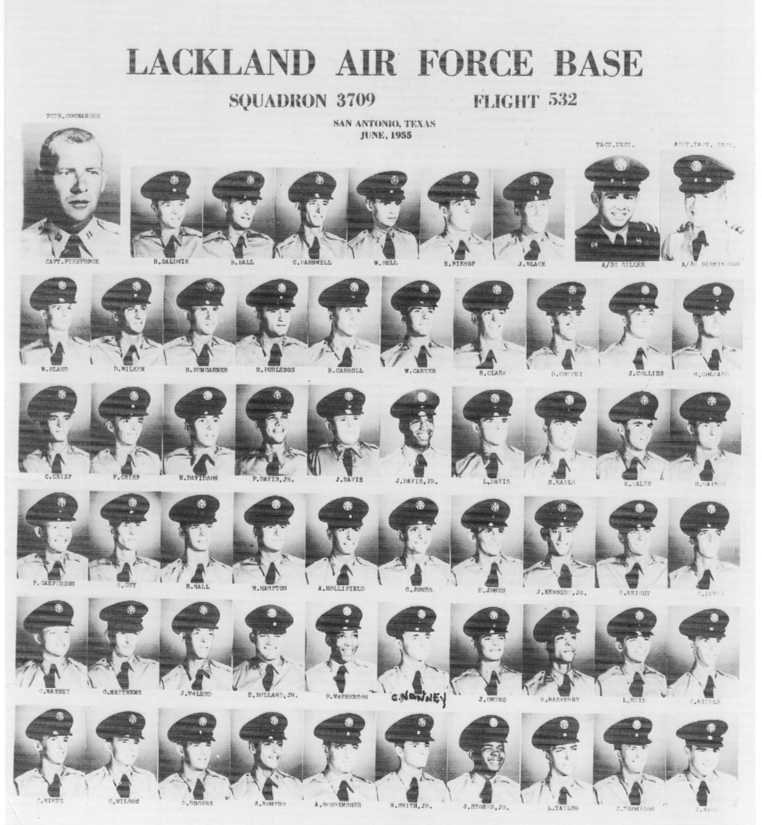 195059 Lackland AFB, TX 1955,Lackland AFB,Squadron 3709,Flight 532