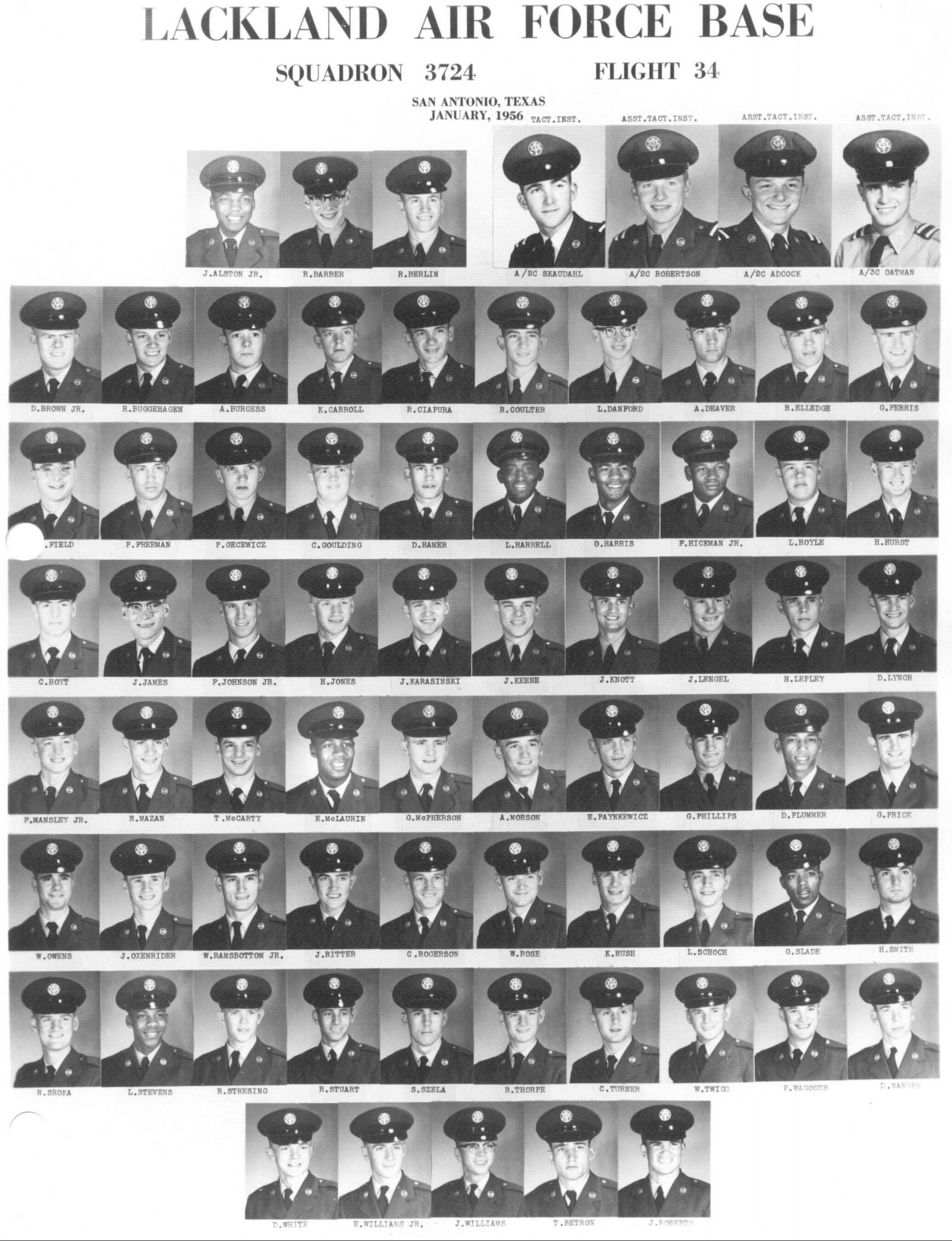 195059 Lackland AFB, TX 1956,Lackland AFB,Squadron 3724,Flight 34