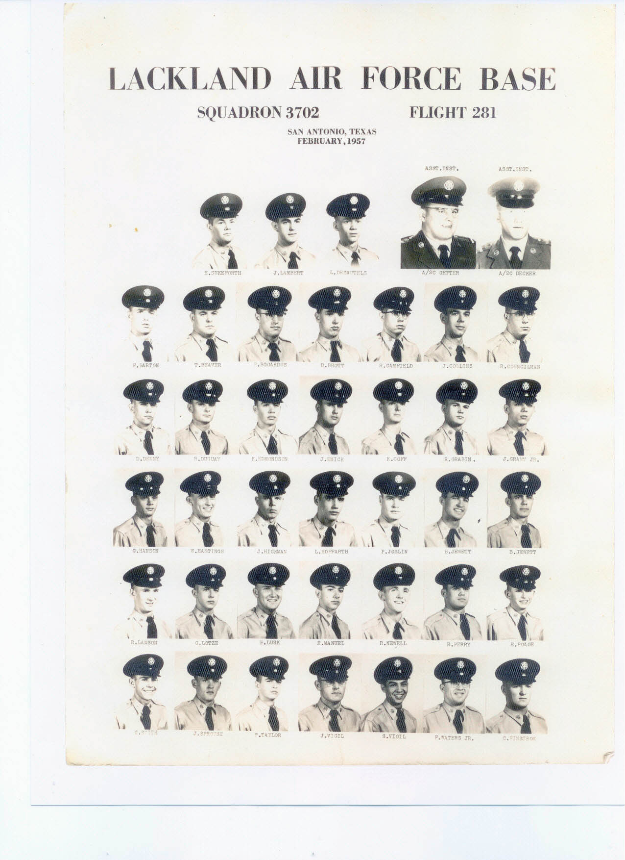 195059 Lackland AFB, TX 1957,Lackland AFB,Squadron 3702,Flight 281