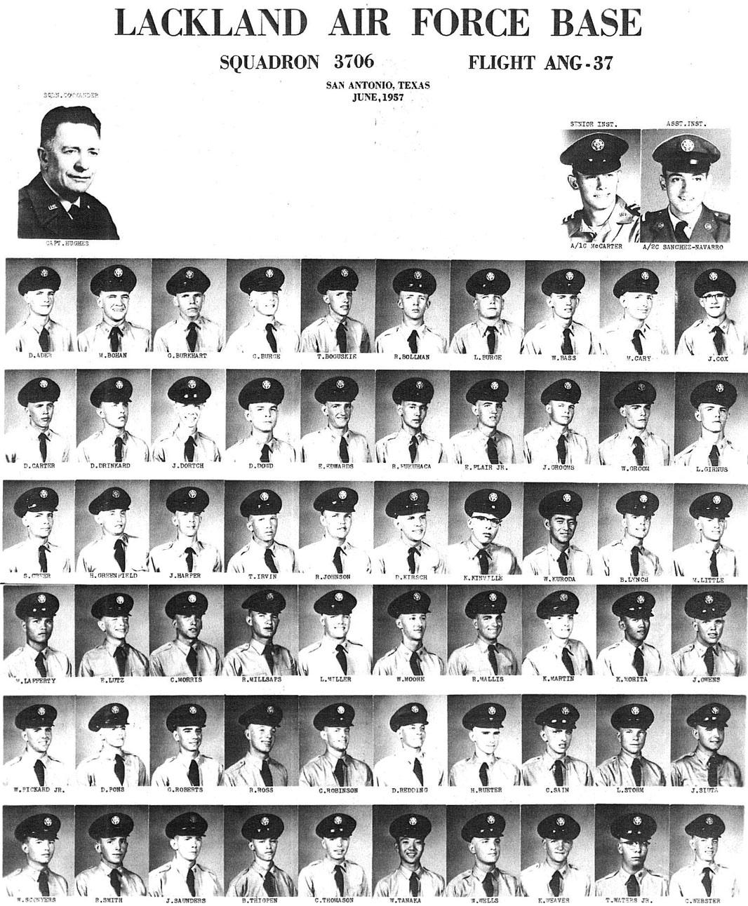 195059 Lackland AFB, TX 1957,Lackland AFB,Squadron 3706,Flight ANG