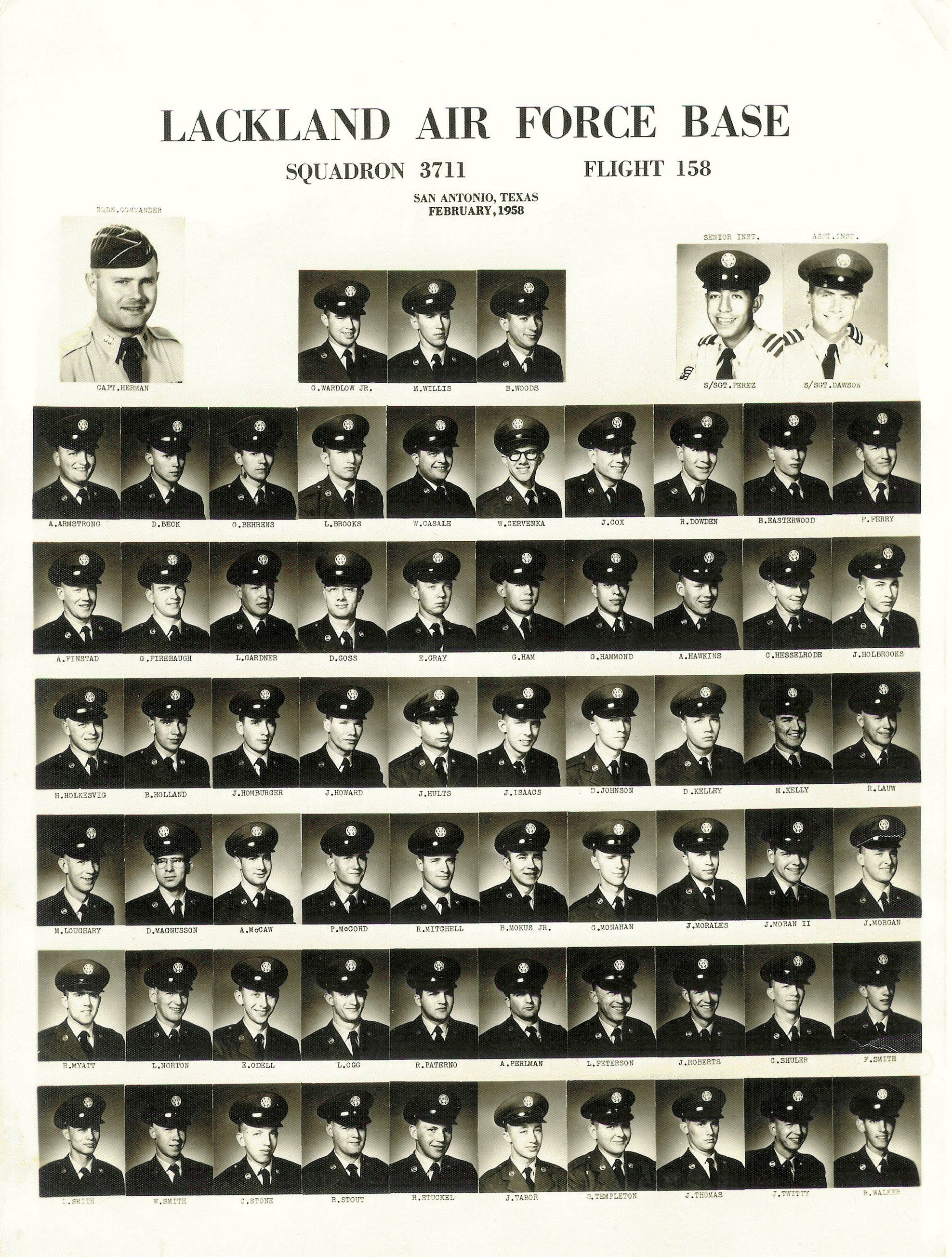 195059 Lackland AFB, TX 1958,Lackland AFB,Squadron 3711,Flight 158